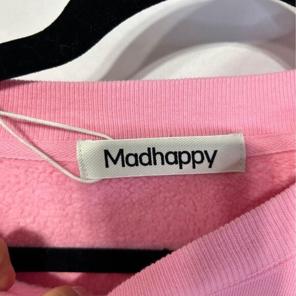 MAD HAPPY pink crewneck sweatshirt. Size small. Oversized fit. 100% cotton. New - Picture 3 of 10
